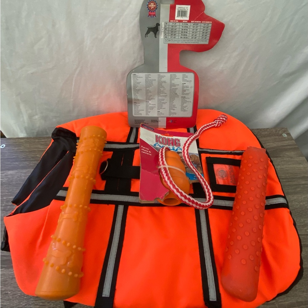 AKC Life Jacket For Dogs with water toys.